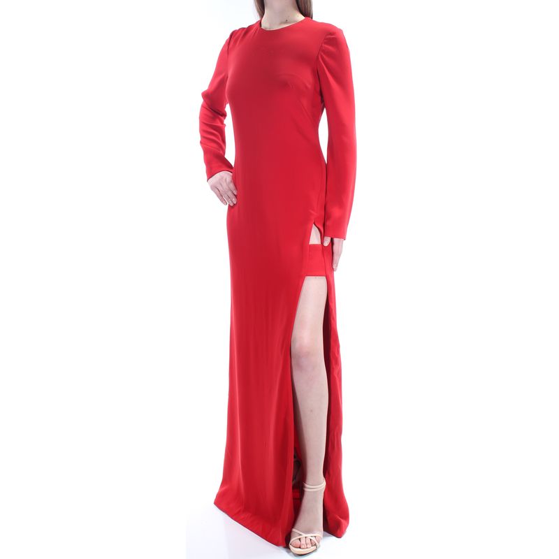 Nwt Jill Stuart Womens Red Long Sleeve Full-Length Cocktail Dress Size: 8